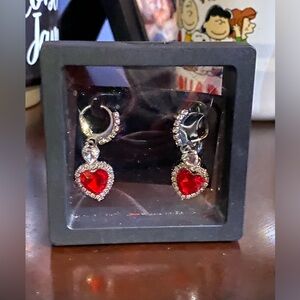 Elegant Red Heart Earrings